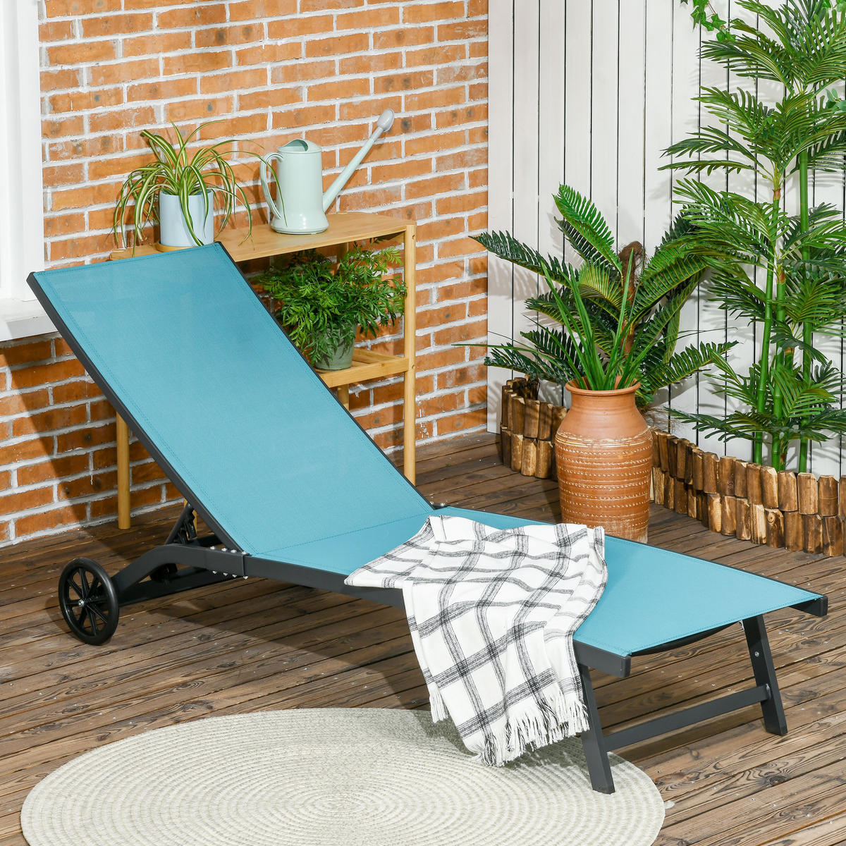 SONNENLIEGE DE-07662 5-stufig verstellbar, Aluminiumrahmen Blau - Blau, Metall (165/102/66cm) - ComfortXL