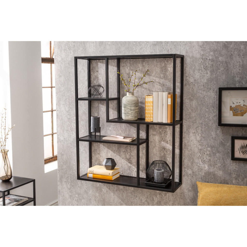 Thumbnail - riess-ambiente Wandregal, Schwarz, Holz, Metall, 75x91x20 cm, Wohnzimmer, Regale, Wandregale