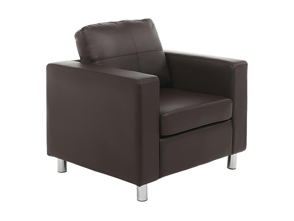 SESSEL - Kunstleder - Braun - ACKLEY - Braun, Leder (86/77/75cm) - Vente-Unique