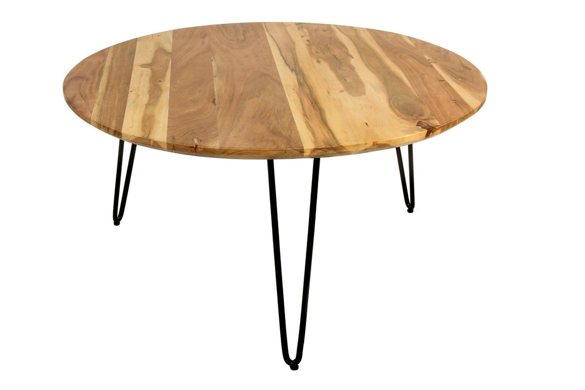 COUCHTISCH NAGAR - Beige/Schwarz, Holz/Metall (90/90/45cm) - SAM