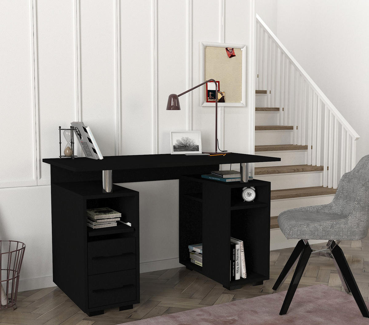 SCHREIBTISCH Bello Schwarz - Schwarz, Holzwerkstoff (60/120/74cm) - moebel17