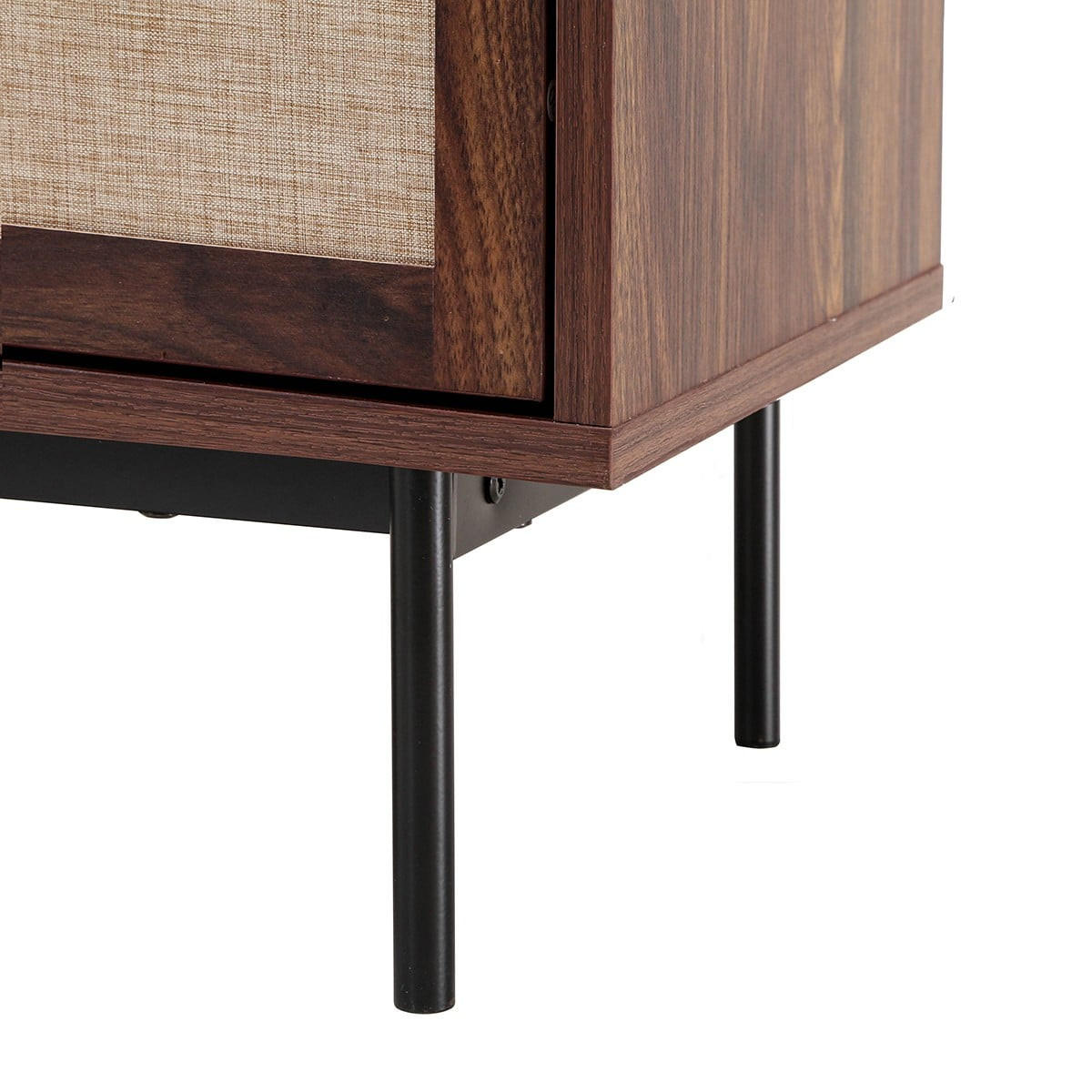 HIGHBOARD 2 Türen 2 Schubladen aus Textil und Walnuss-Dekor 80/120/40 cm - Nussbaumfarben, Holzwerkstoff (39.5/120/47cm) - Calicosy