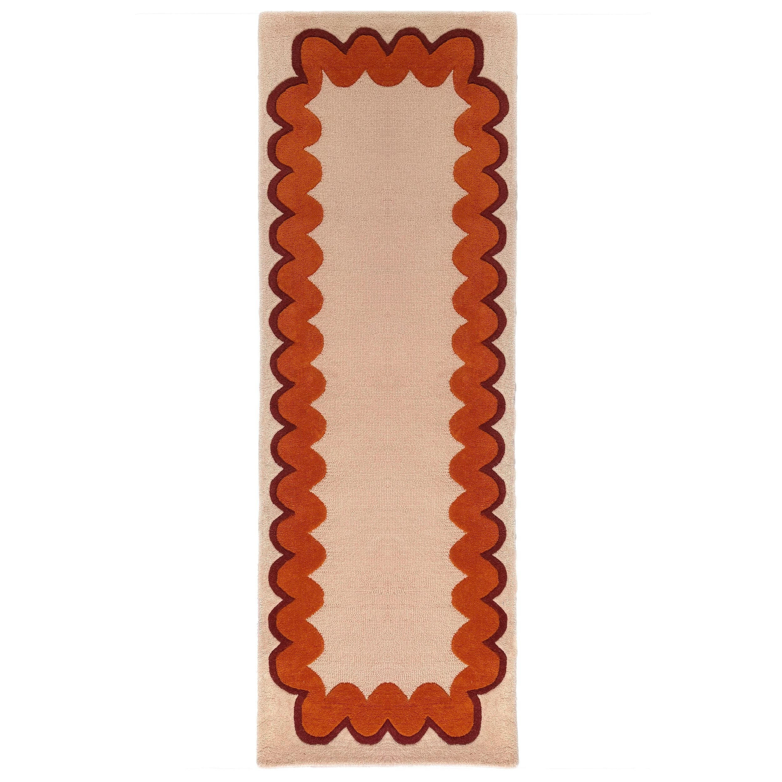 LÄUFER handgetuftet WAVENEY, in Orange, Zickzack-Wellenbordüre, 80 x 230 cm - Orange, Textil (80/230cm) - KADIMA DESIGN
