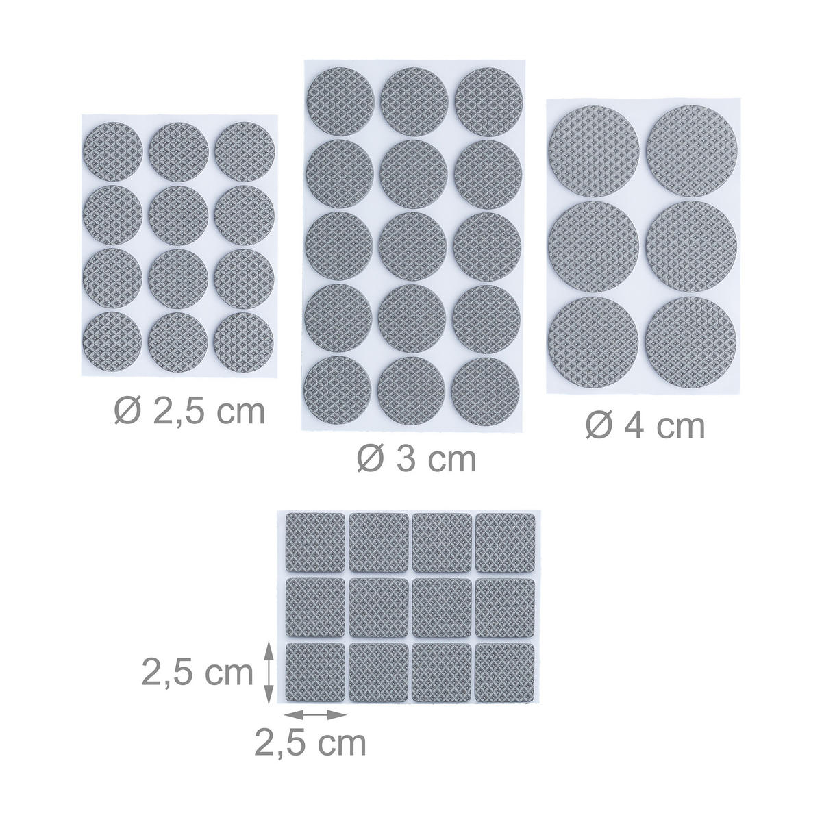 ANTIRUTSCH Pads - Grau, Textil (4/0.4cm) - Relaxdays