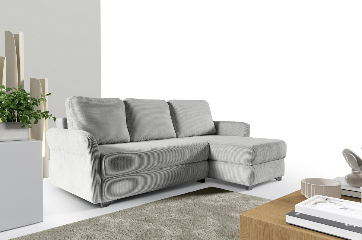 ECKSOFA Volt Hellgrau, universal Ecksofa mit Schlaffunktion - Hellgrau, Holzwerkstoff/Textil (238/155cm) - Bettso