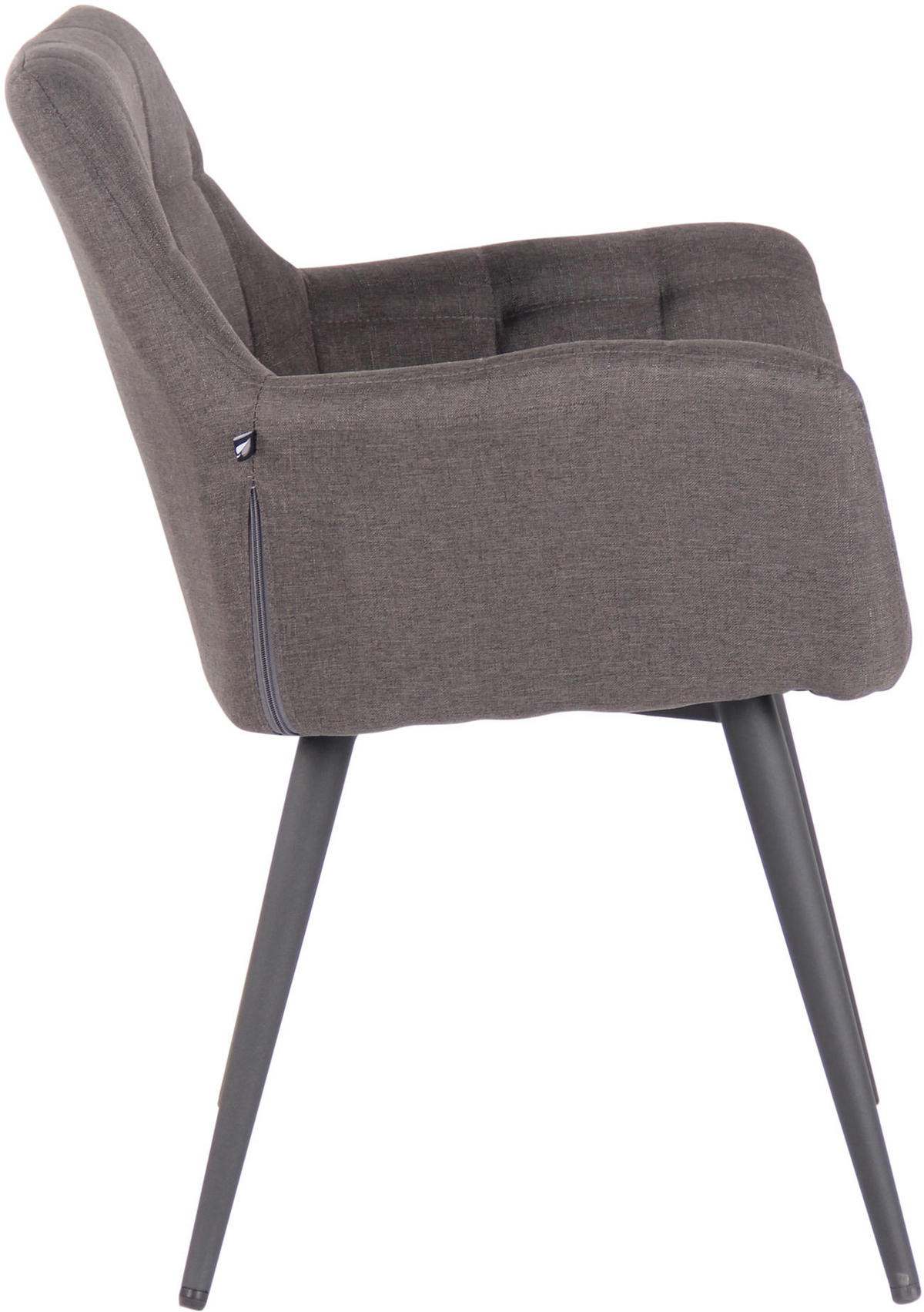 ARMLEHNENSTUHL Stoff dunkelgrau - Dunkelgrau/Schwarz, Textil/Metall (63/82/60cm) - CLP