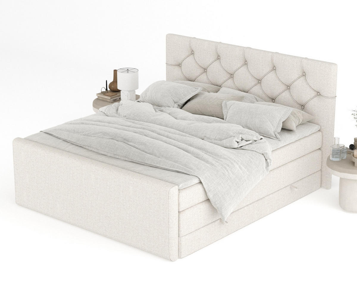 BOXSPRINGBETT Hugo Beige 160/200 cm - Beige/Schwarz, Holz/Holzwerkstoff (160/200cm) - Maison de Reve