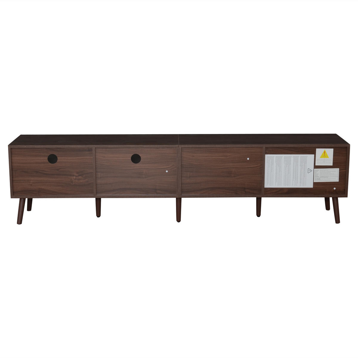 LOWBOARD DE-40339 mit Rattan-Türen und Schubladen Braun - Braun, Holzwerkstoff (200/49.5/37cm) - ComfortXL