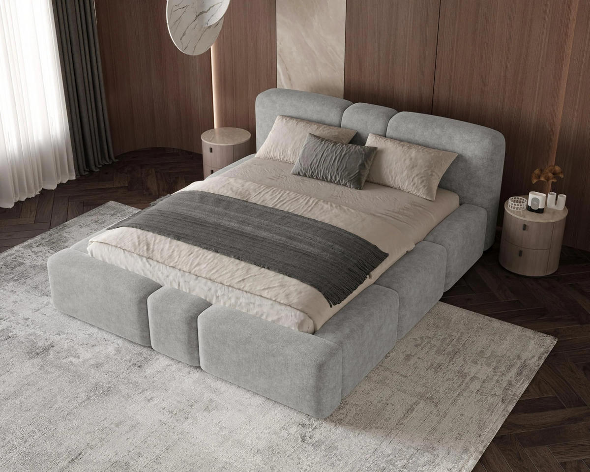 POLSTERBETT Monte 180x200 cm mit stabilem Metallrahmen, Bettkasten und Stauraum, Doppelbett mit Kopfteil - Perfect Harmony Dunkelgrau - Dunkelgrau, Textil/Metall (180/200cm) - Chilly