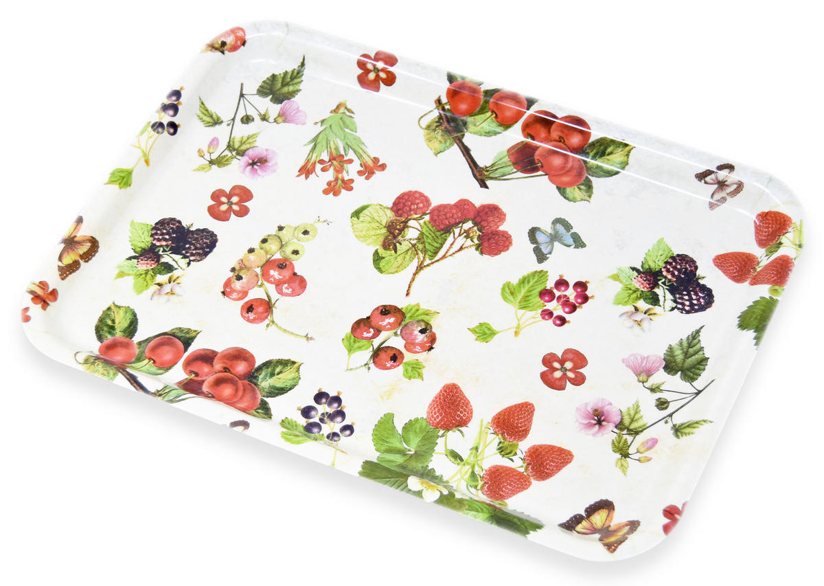 TABLETT Waldbeeren, rechteckige Melamin Serviertablett 45x31 cm - Beere, Kunststoff (31/2/45cm) - Lashuma