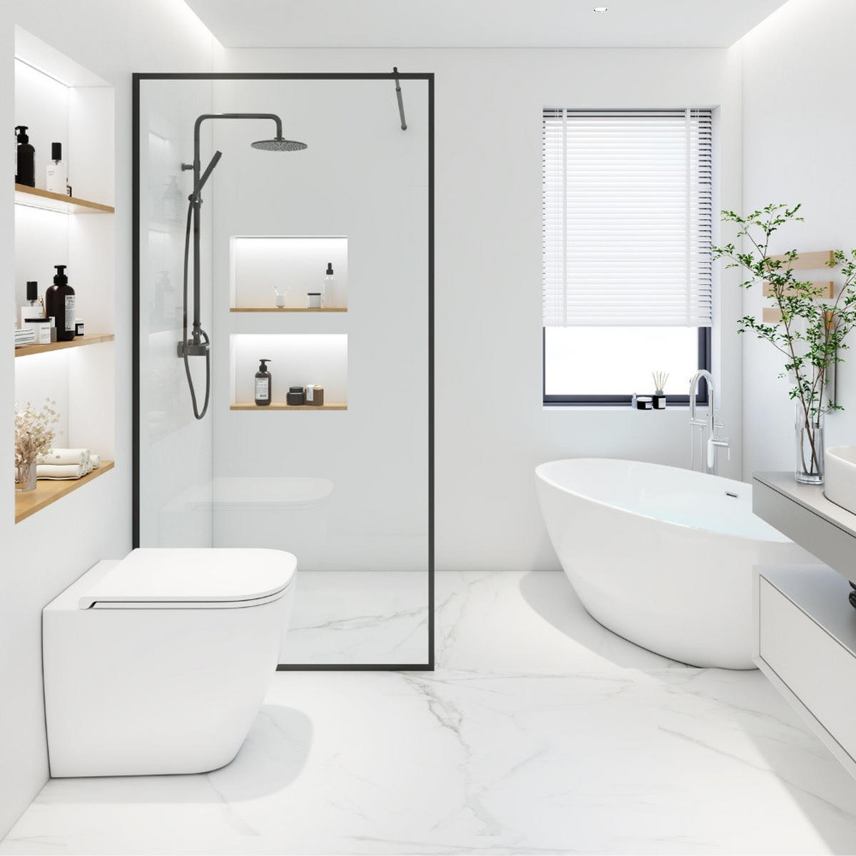 DUSCHABTRENNUNG BAKI - 90 x 200 cm - Schwarz, Glas/Metall (90/200cm) - Home Deluxe