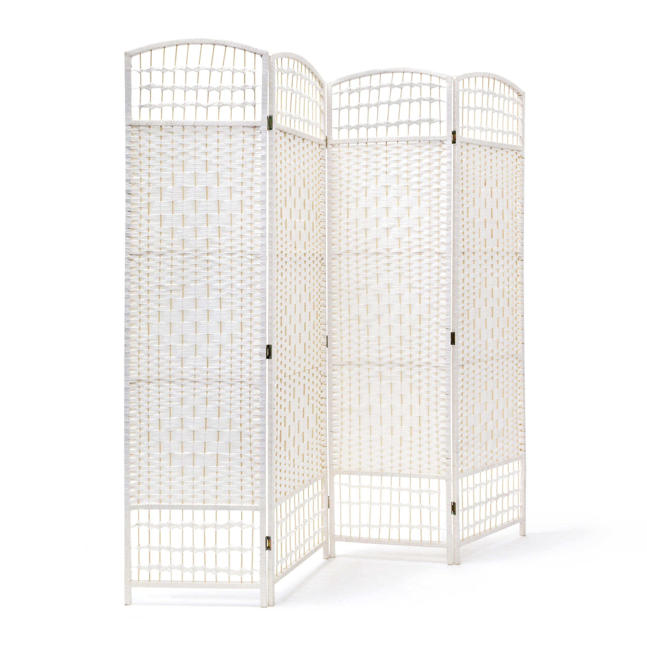 PARAVENT 4teilig - Weiß, Holz/Papier (180/179/2cm) - Relaxdays