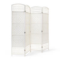 PARAVENT 4teilig - Weiß, Holz/Papier (180/179/2cm) - Relaxdays