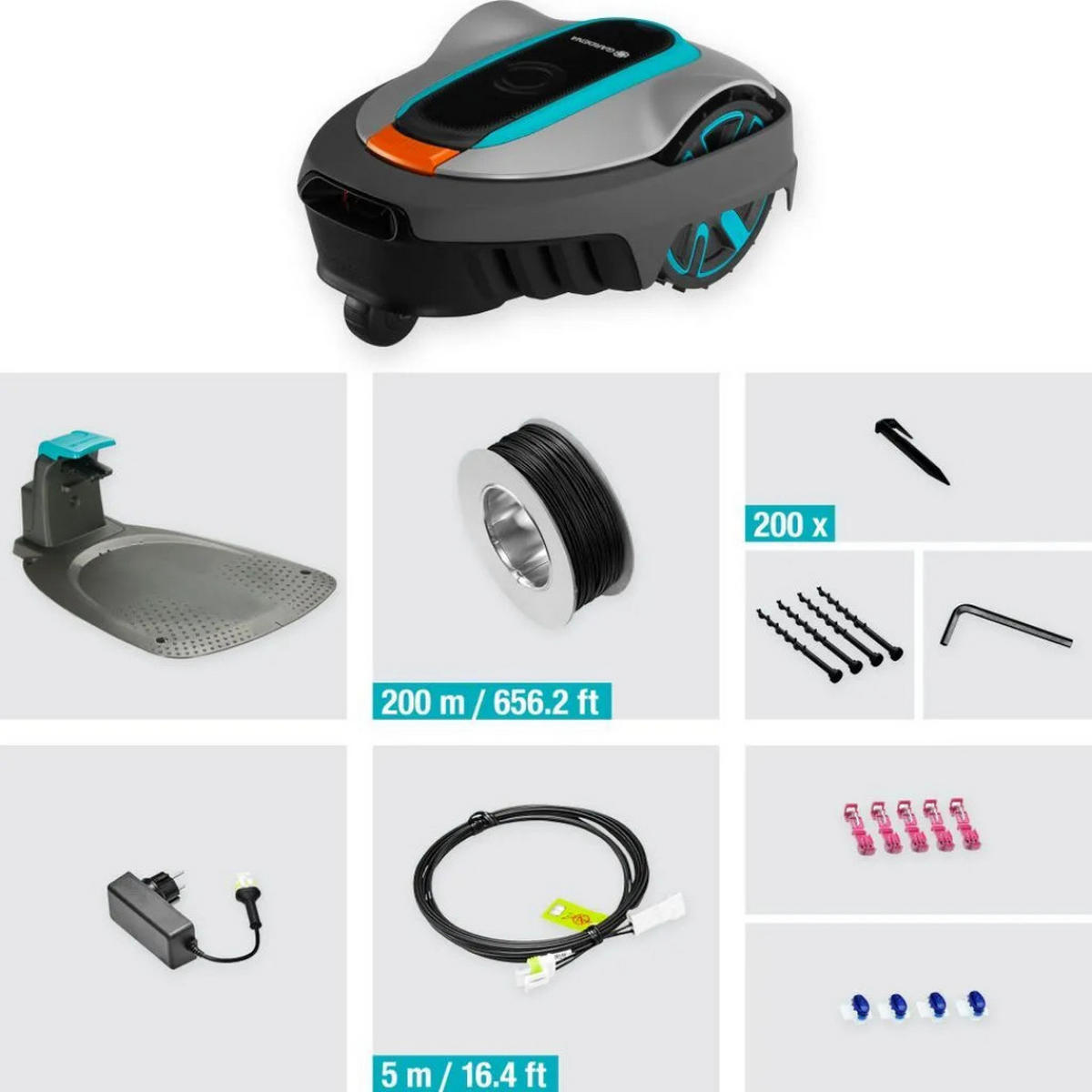 MÄHROBOTER SILENO Life 750 m² Bluetooth Wetterfest Grau Türkis - Türkis/Schwarz, Kunststoff (39/23/58cm) - Gardena