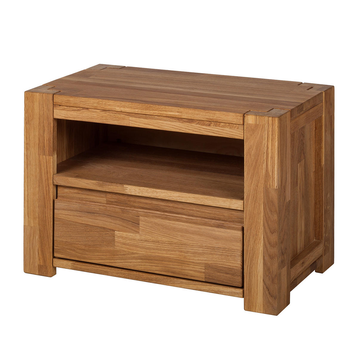 NACHTKOMMODE - Massivholz - Eichefarben, Holz (61/42/35cm) - home24