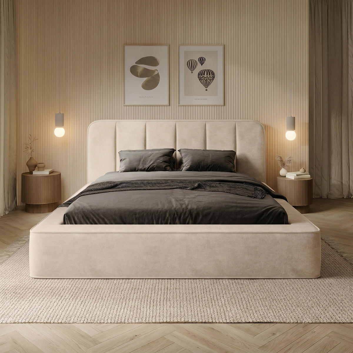 POLSTERBETT BEJO 160x200 cm, Creme - Creme, Textil (200/160cm) - Fedve