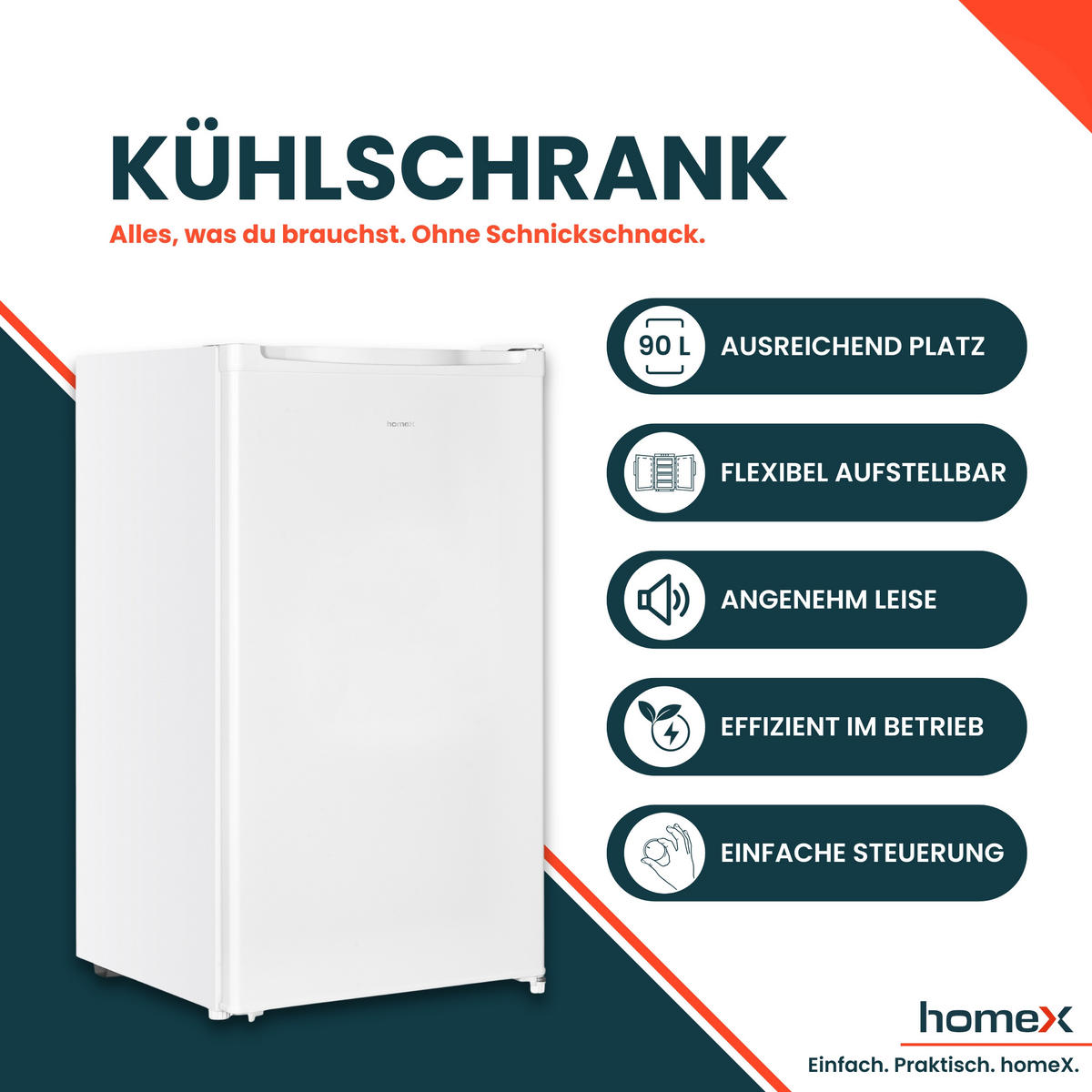 KÜHLSCHRANK CS0881-W ohne Gefrierfach klein - 90L Nutzinhalt, freistehend, kompakt, weiß - Weiß, Glas/Kunststoff (47.5/85/44.5cm) - homeX