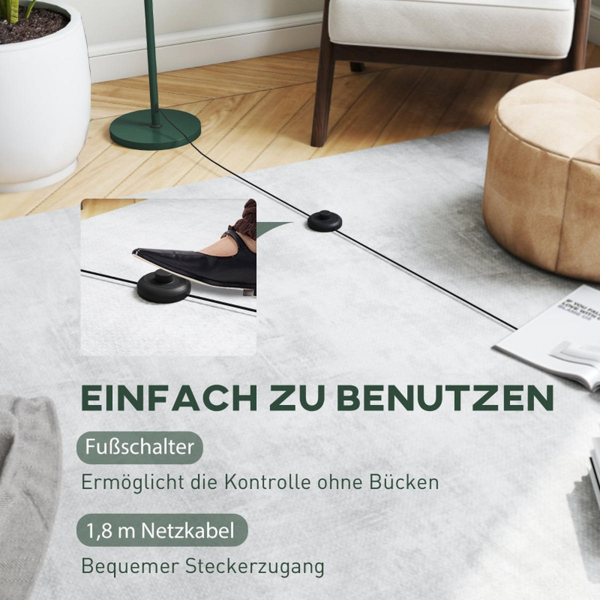 STEHLEUCHTE 30/30/155 cm Grün mit rundem Schirm, E27 Fassung - Grün, Metall (30/30/155cm) - Oxeza