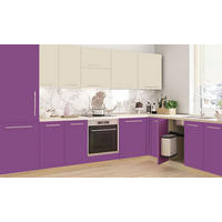 WINKELKÜCHE Brerra Artisan Eiche / signalviolett - perlweiß semi matt 12-teilig - Violett/Weiß, Holzwerkstoff (310/207/210cm) - Feldmann-Wohnen