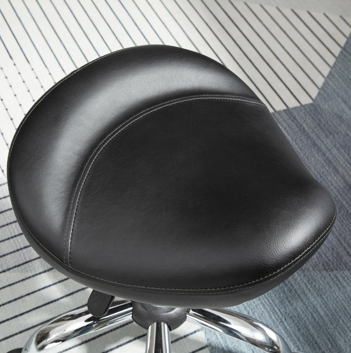 ROLLHOCKER höhenverstellbar 48 x 48 x 54-69 cm Kunstleder Black - Schwarz, Metall (48/69/48cm) - Meubliv