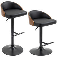 BARHOCKER, Kunstleder, Schwarz+Kaffee - Schwarz, Kunststoff (49.5/96/48cm) - HOMCOM