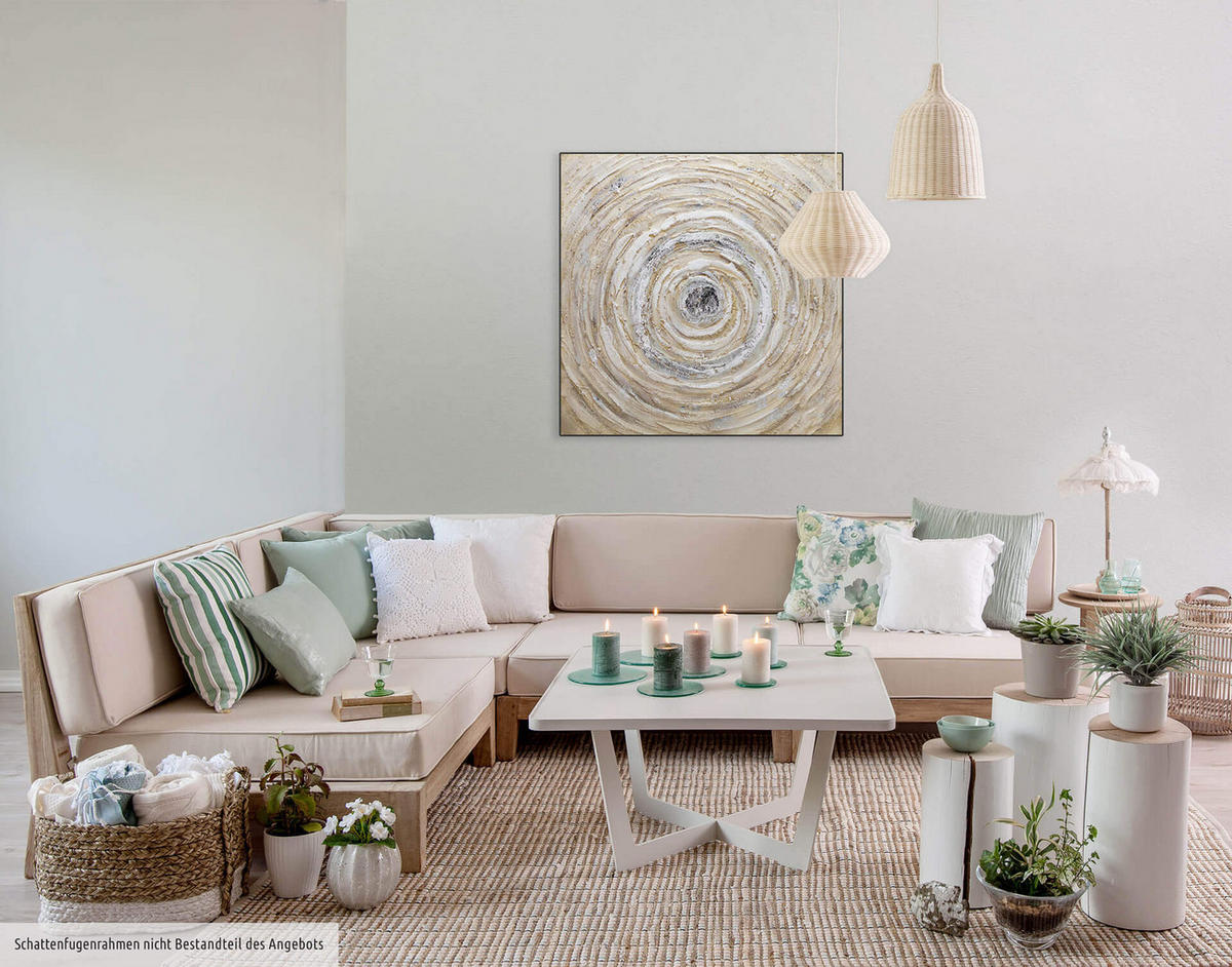 ACRYLBILD HANDGEMALT 80/80 cm - Beige, Holz/Textil (80/80cm) - KUNSTLOFT