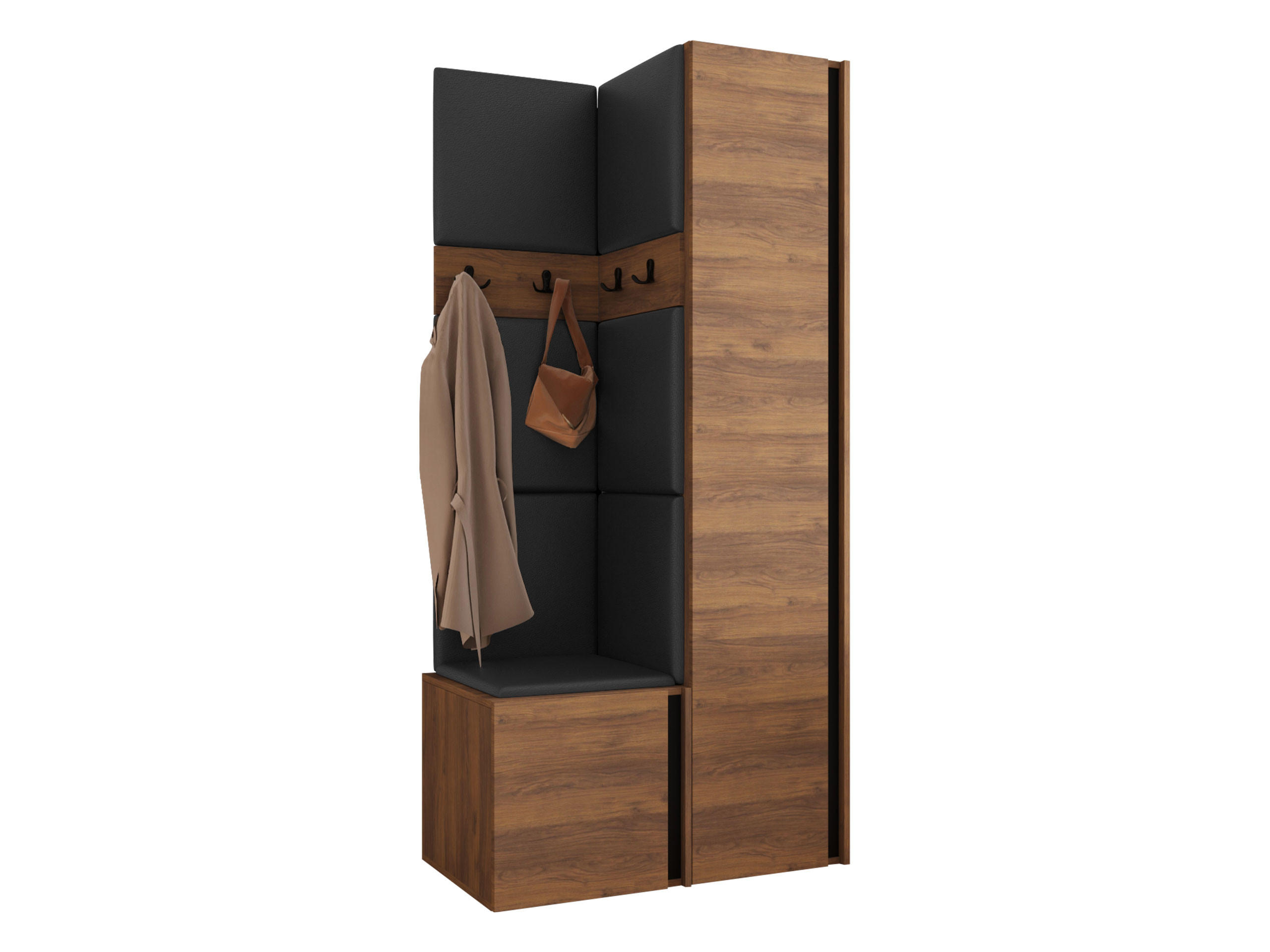 MOBILIER PENTRU HOL Orion XXIV - culoare lemn de nuc/negru, material plastic/compozit lemnos (82/186/46cm) - MIRJAN24