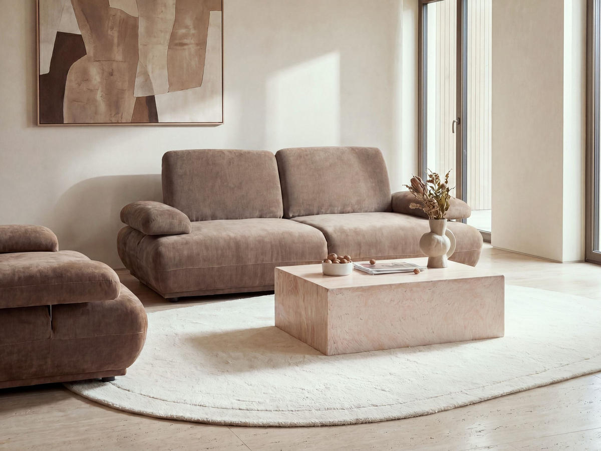 3-SITZER-SOFA Chenillegewebe Braun Nacka - Braun, Textil (211/89/110cm) - Beliani
