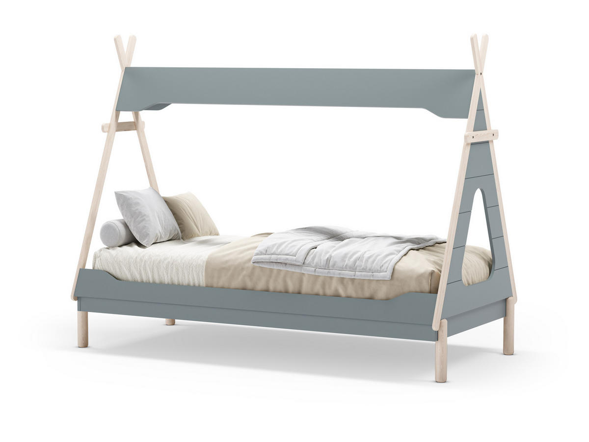 BELEUCHTETE Tipi-Hütte 90x190 cm modulare 104,1/205,6/162,4 cm - Grün, Holz (90/190cm) - Calicosy