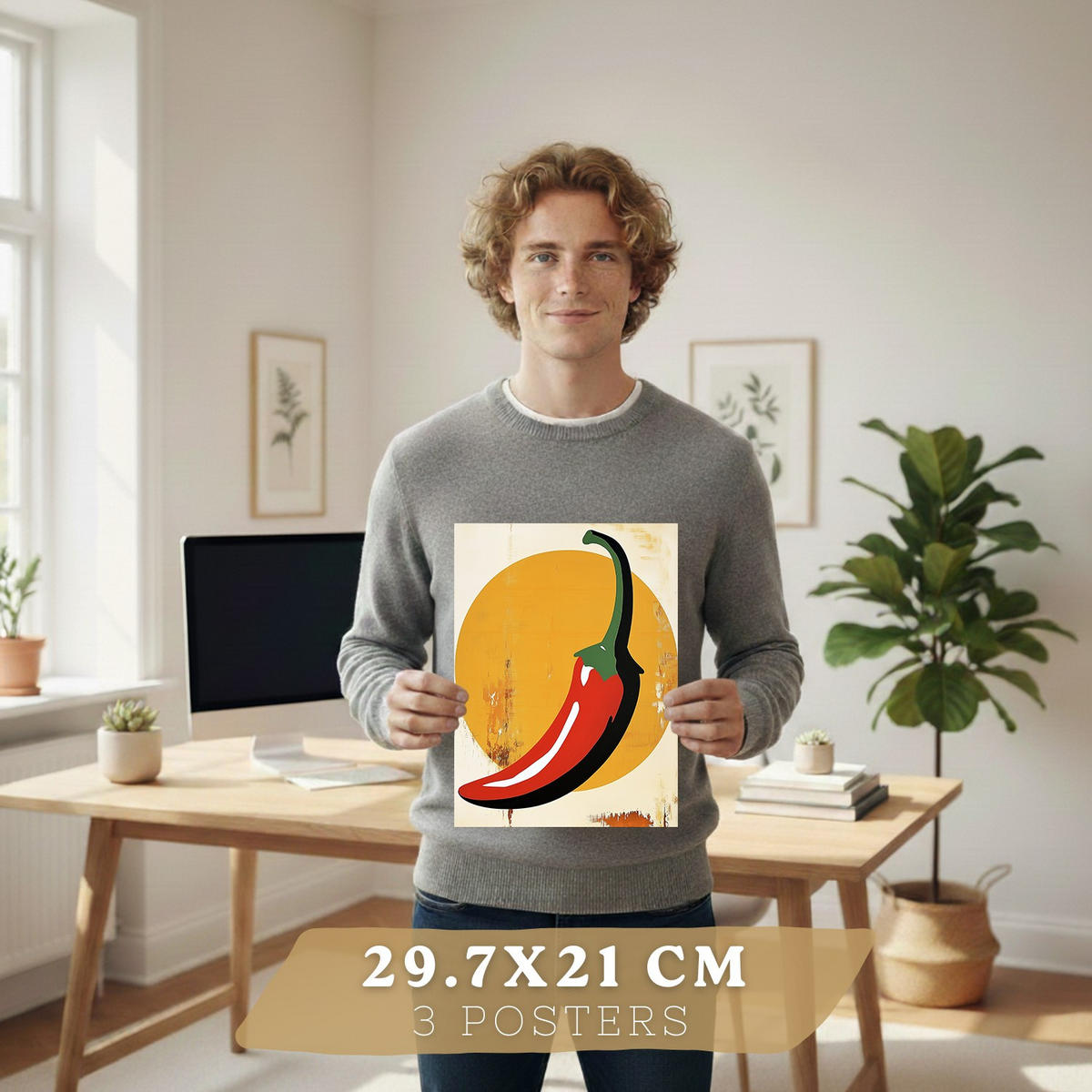PLAKAT Sada 3 Retro 3 A4 bez rámu - čirá, papír (29.7/1/21cm) - Nacnic