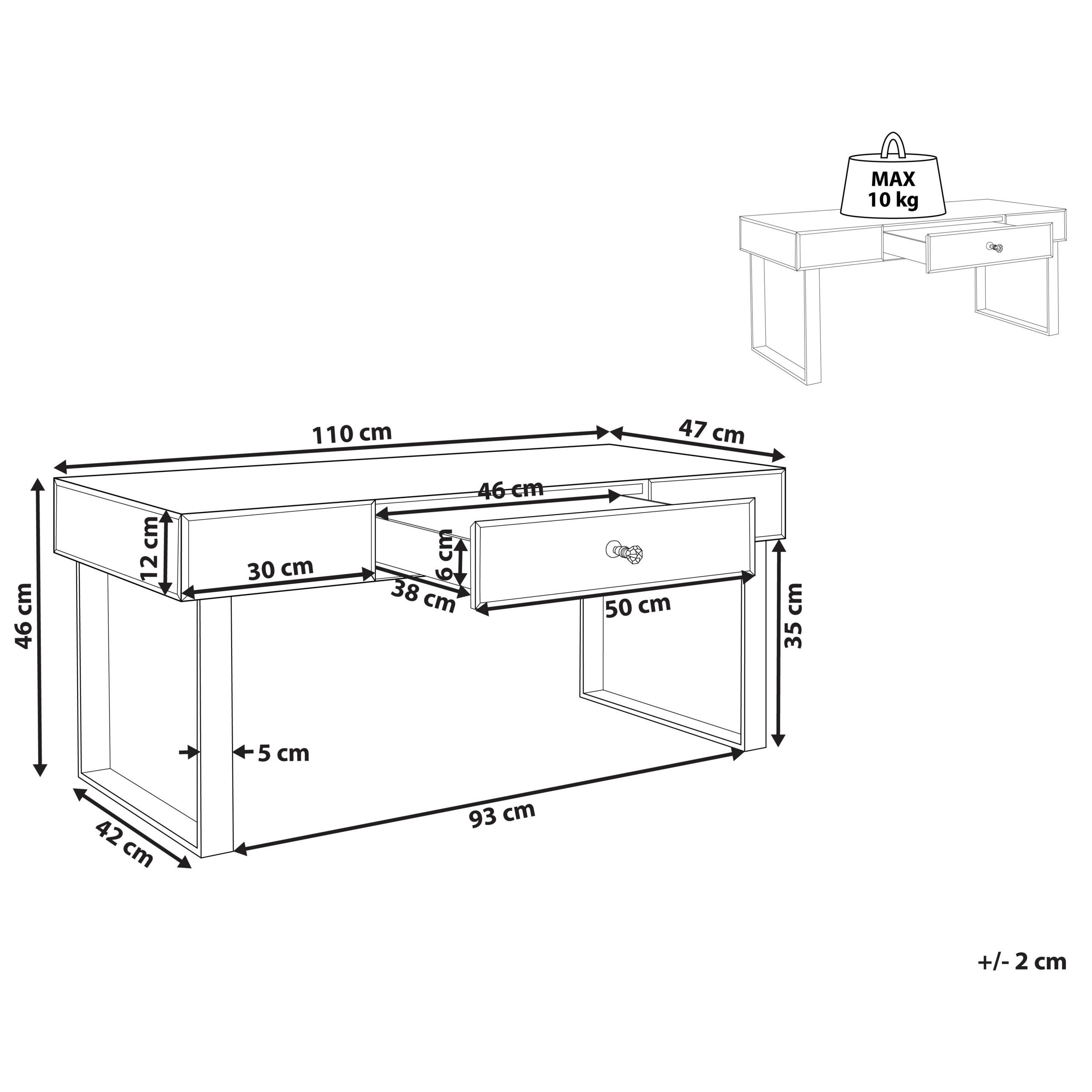 Thumbnail - Beliani Couchtisch, Silber, Glas, 110x46x47 cm, Wohnzimmer, Wohnzimmertische, Couchtische