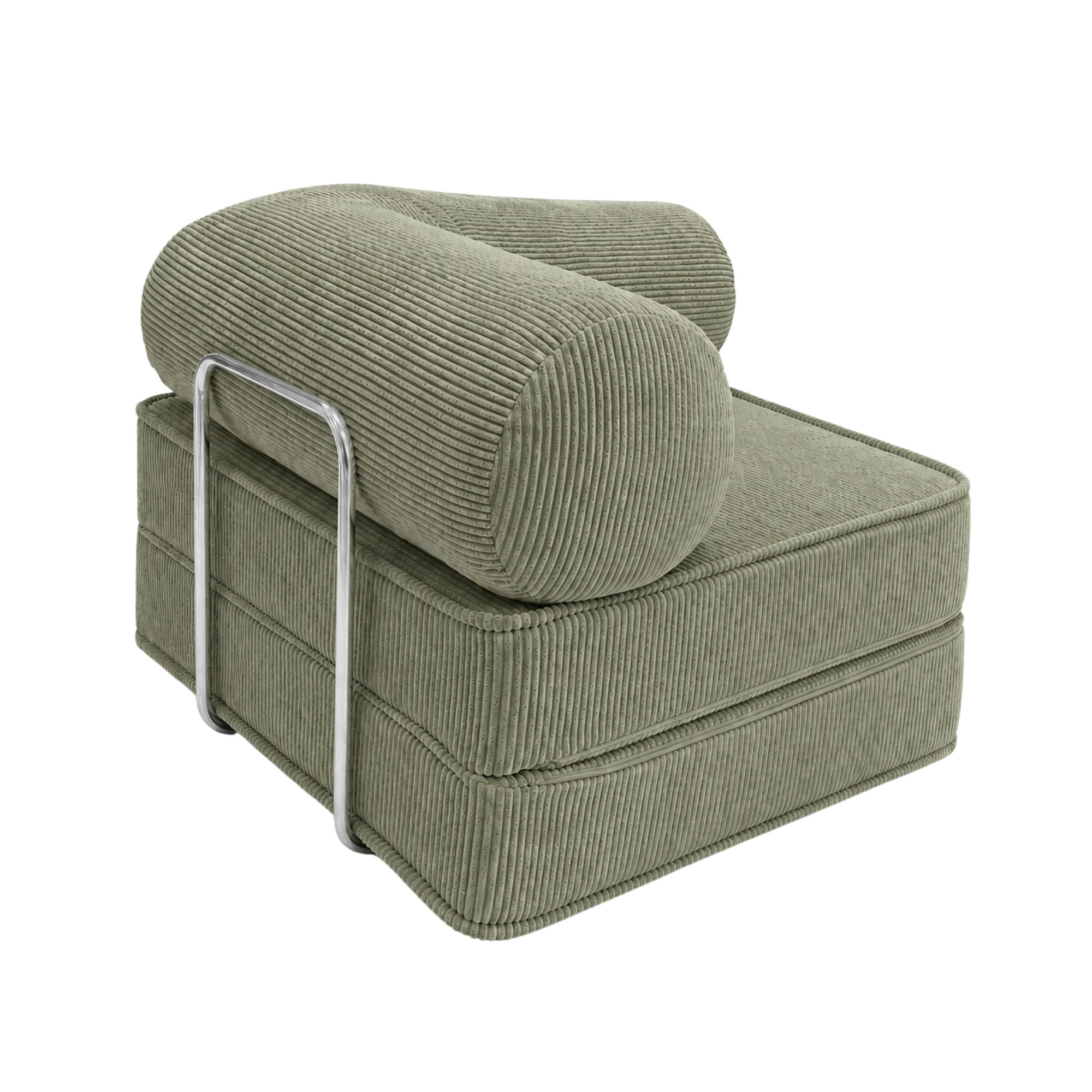 MINIMALISTISCHE Lounge Sitzgelegenheit aus Cord Olivgrün - Olivgrün, Textil (100/70/100cm) - SURB