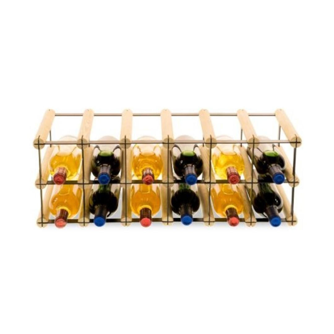 WEINREGAL Vinotega Mod Metal 22,5x62,5x24,5 cm 6x2 Flaschen Massives Kiefernholz Natur - Naturfarben, Holz (62.5/22.5/24.5cm) - PROREGAL