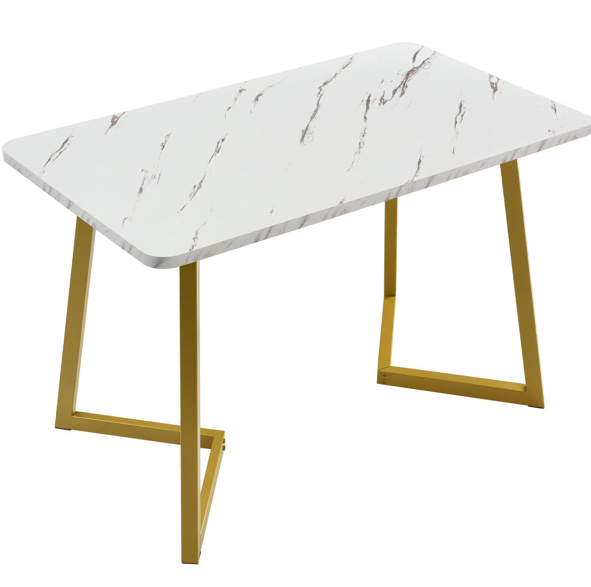 ESSTISCH 117/75/68 cm Gold/Weiß aus MDF mit Metallgestell - Weiß, Holzwerkstoff (117/68/75cm) - OKMYHOME