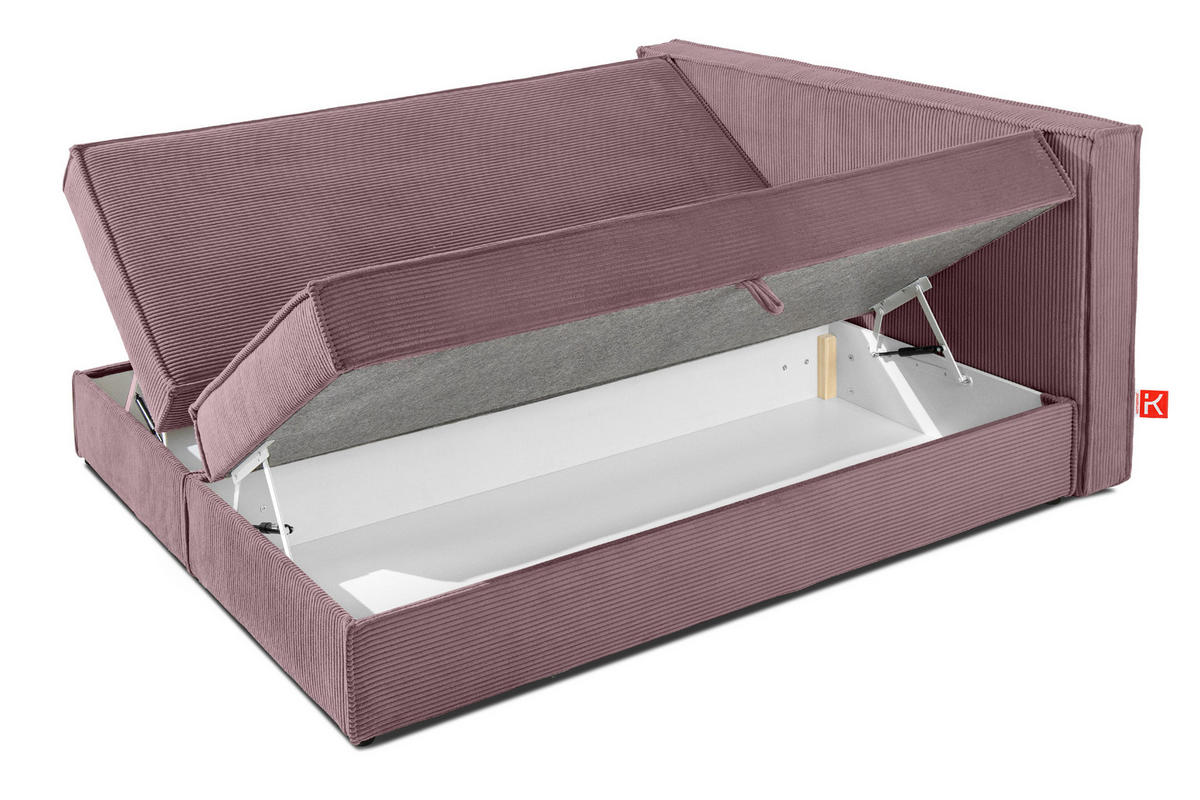 BOXSPRINGBETT ROTI mit Stauraum, hellviolett - Violett/Schwarz, Holz/Holzwerkstoff (140/200cm) - KONSIMO®