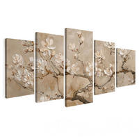 OBRAZ NA PLÁTNĚ 5dílná sada Béžová - Blossom - Moderní 150x80 cm - béžová, textil (150/80cm) - MuchoWow
