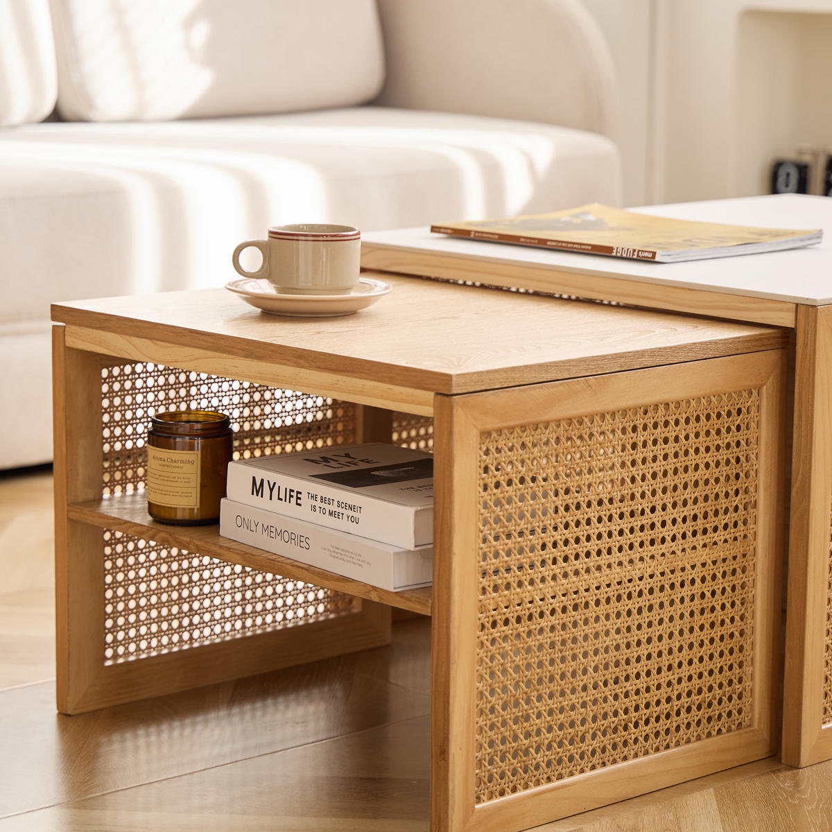 COUCHTISCH (2er Set) Rechteckig Braun 50 x 39 x 36 cm / 70 x 60 x 40 cm - Braun, Holz (60/70/40cm) - Nordlys