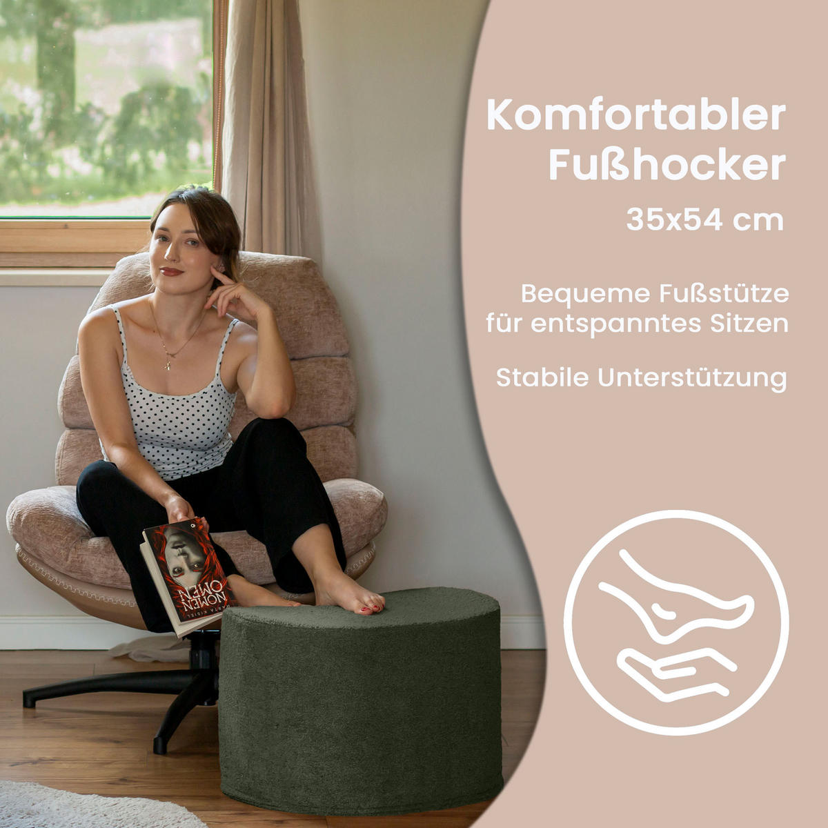 SITZSACK Halbmond 54/36/35 cm, weicher Bouclé 315 g/m², Grün - Grün, Textil (36/35/54cm) - Dreamroots