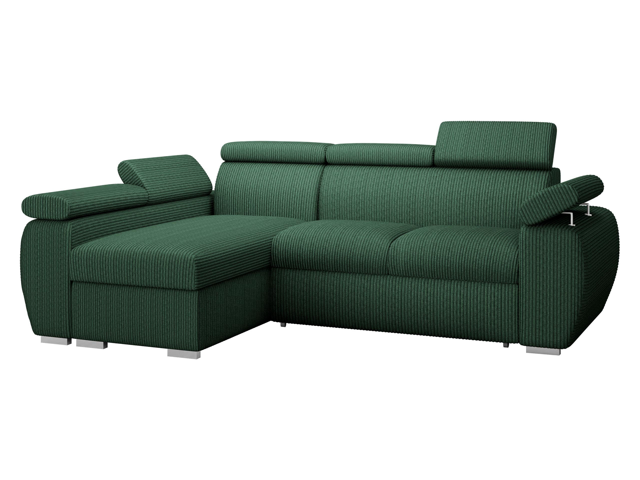 COLTAR Boston Mini Premium Reiat 2RLC, Stanga LC+2R - culoare crom/verde, material textil/lemn (255/170cm) - MIRJAN24