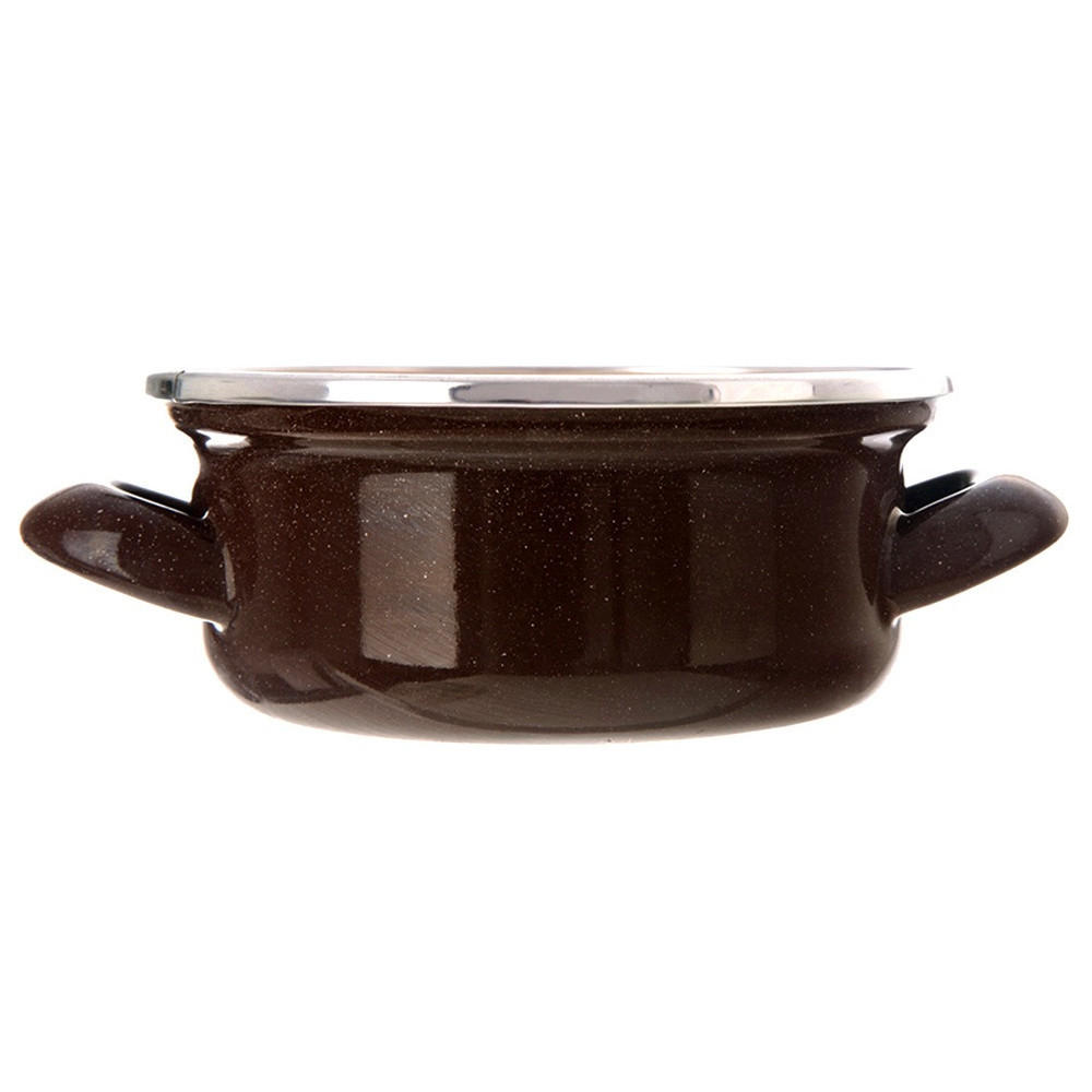 EMAILLIERTOPF Brown mit Griffen braun - Braun, Metall (14cm) - Orion 