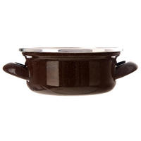 EMAILLIERTOPF Brown mit Griffen braun - Braun, Metall (14cm) - Orion 