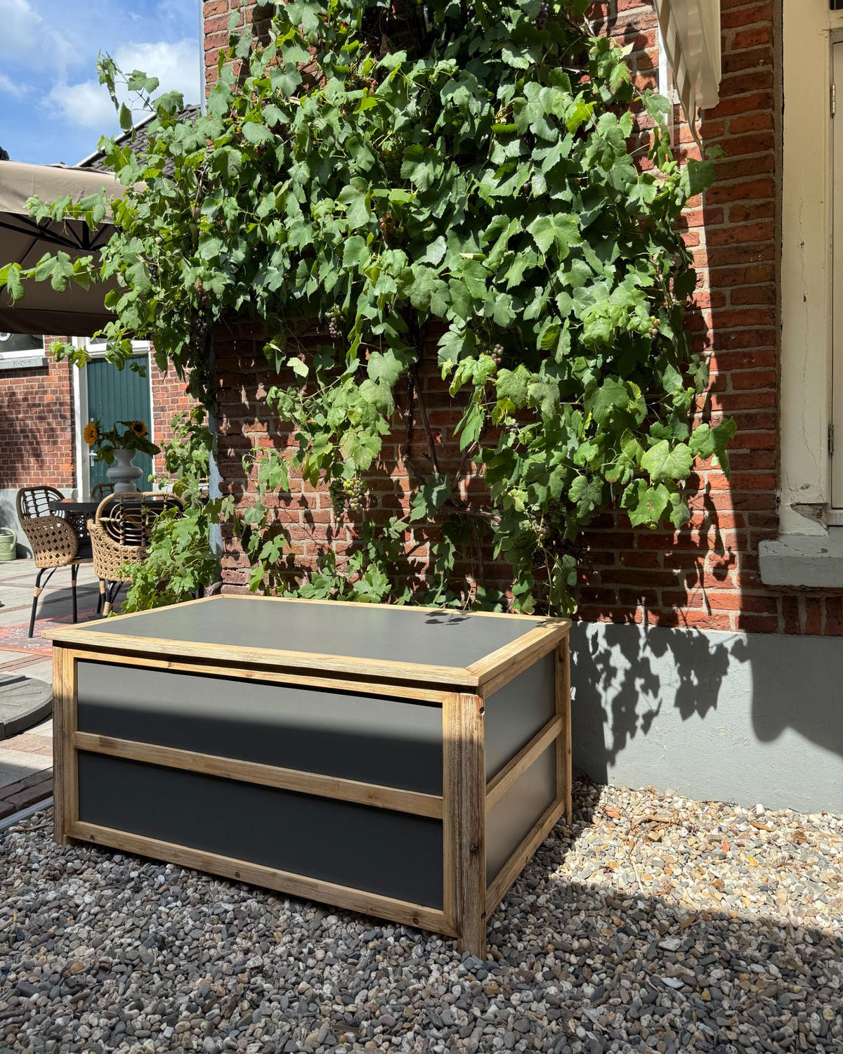 AUFBEWAHRUNGSBOX Grau Acate - Hellbraun/Grau, Stein (121/61/72cm) - Beliani