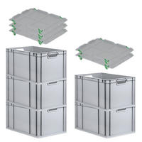 EUROBOX 5x Nextgen Economy Mit Auflagedeckel Grau/Grün Griffe Offen 65 Liter - Grün, Kunststoff (40/32/60cm) - PROREGAL