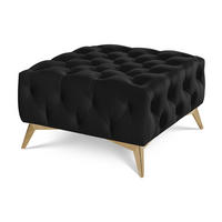 HOCKER Chesterfield Whitby Schwarz Samt mit goldenen Füßen - Goldfarben/Schwarz, Holz/Textil (80/45/80cm) - S-Style Möbel