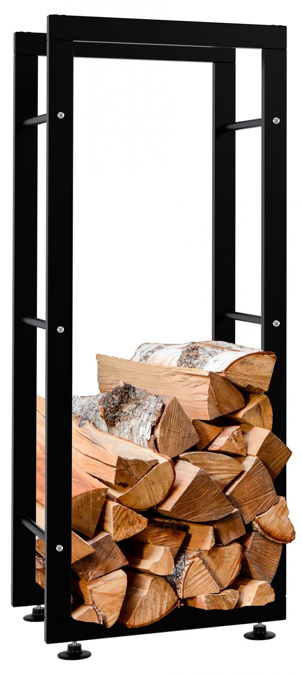 CLP Kaminholzregal Schwarz 40x100x25 cm