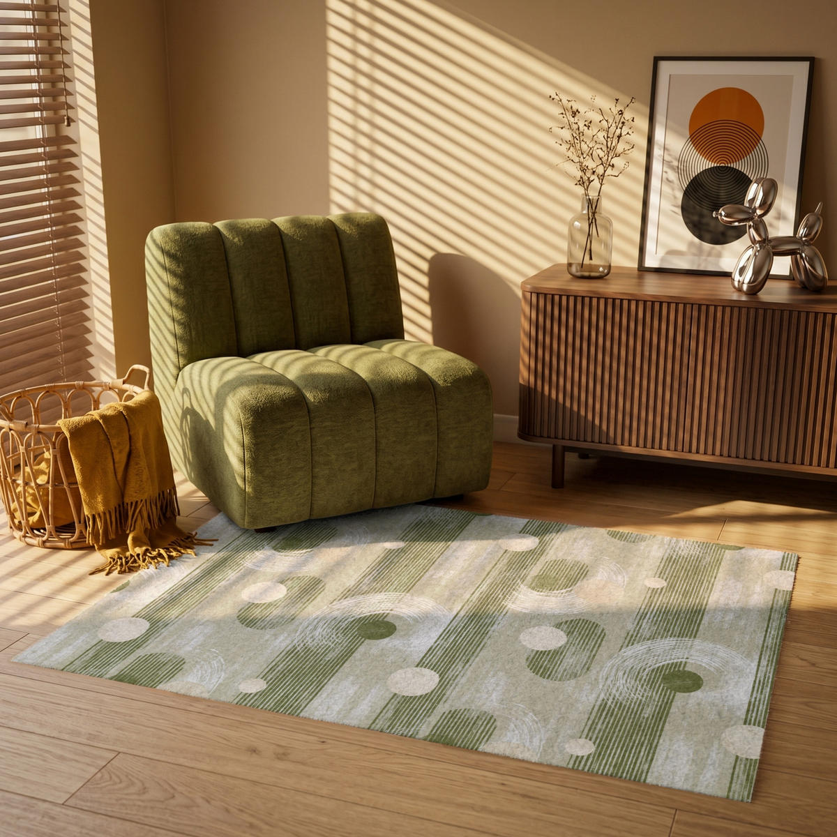 KOBERCE - Umelecké - Moderné - Zelené - 120x80 cm - olivovozelená, textil/plast (120/0.4cm) - OnlyWow