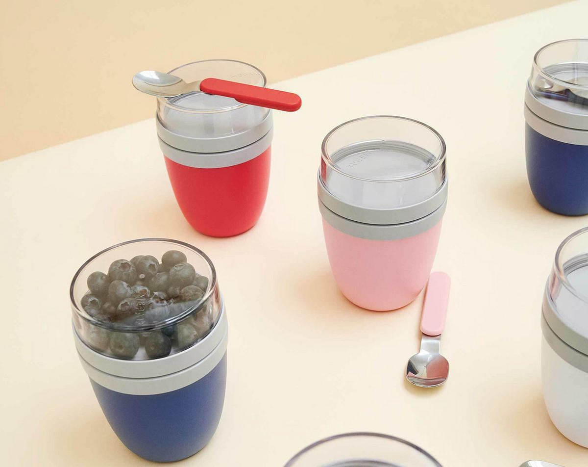 LUNCHPOT + FALTBARER LÖFFEL Ellipse Nordic Black 500 + 200 ml - Schwarz, Kunststoff (10.7/16.9/10.7cm) - Mepal