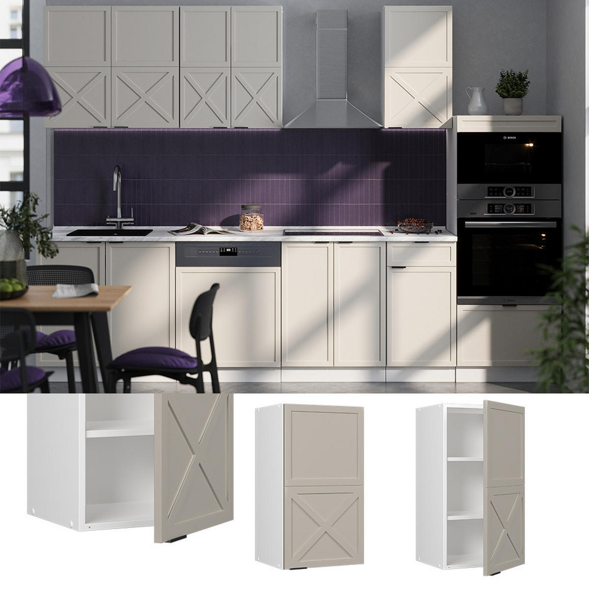 HÄNGESCHRANK Fame-Line GrauBeige 40 cm - Weiß/Grau, Holzwerkstoff (40/72/34.1cm) - Vicco