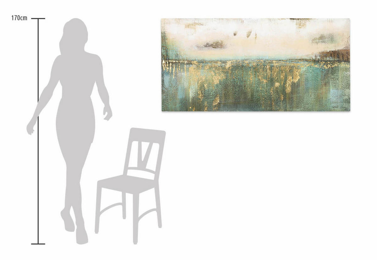 ÖLGEMÄLDE 120/60 cm - Türkis/Beige, Holz/Textil (120/60cm) - KUNSTLOFT