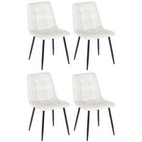 ESSZIMMERSTÜHLE 4er-Set VOUL Cremeweiß Samt - Creme, Textil/Metall (45/84/55cm) - DELUKE
